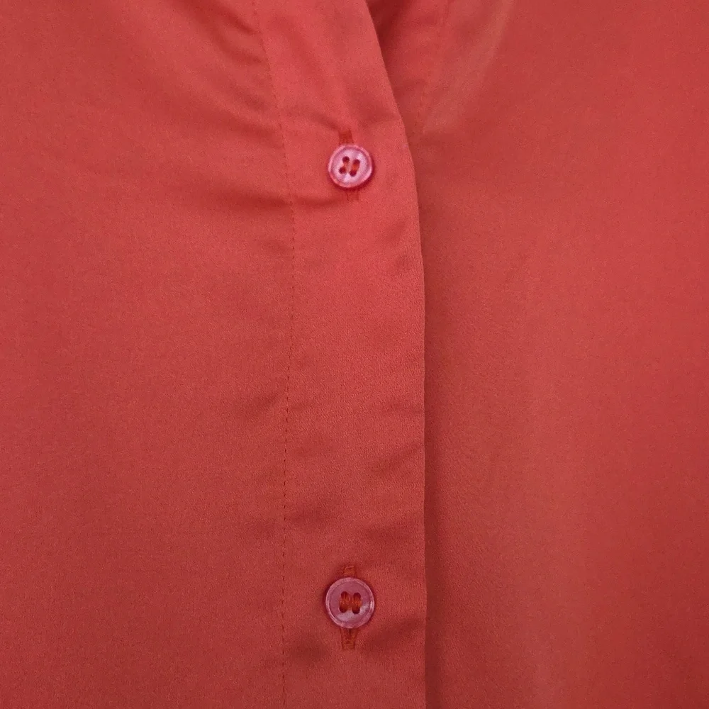 NWT H&M V-Neck Button-Up Blouse, Orange, Size L - Picture 15 of 15